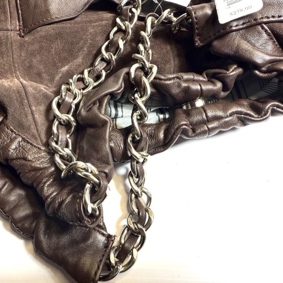 Distressed Dark Brown Suede Leather Hobo Shoulder Bag NWT - Picture 13 of 14